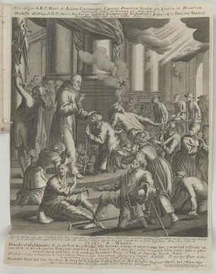 Bildnis des Marco von Aviano während er Pilger heilt
