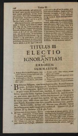 Titulus III. Electio per Ignorantiam & Errorem