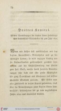 3. Weitere Vermehrungen der byden älderen Heidelberg Universitäts-Bibliotheken bis zum Jahr 1622
