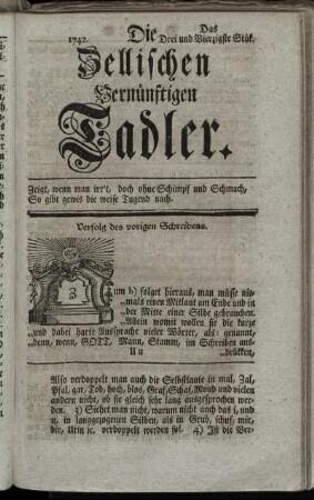 1742. Das Drei und Vierzigste Stük.