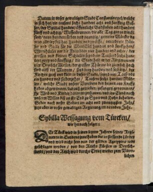 Sybilla Weissagung vom Türcken