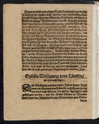 Sybilla Weissagung vom Türcken