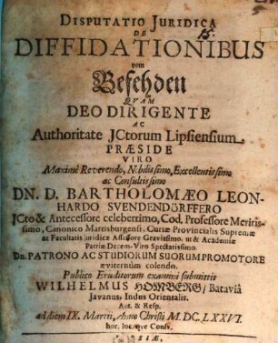 Disp. iur. de diffidationibus, vom Befehden