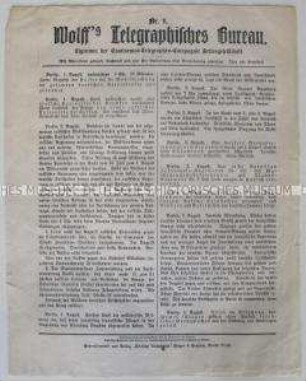 Nachrichtenblatt "Wolff's Telegraphisches Bureau"