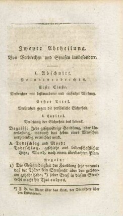 Zweyte Abtheilung. Von Verbrechen und Strafen insbesondere