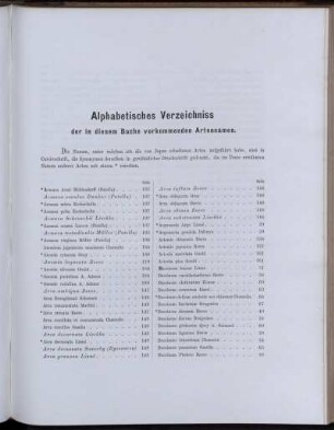 Alphabetisches Verzeichniss der in diesem Buche vorkommenden Artennamen.