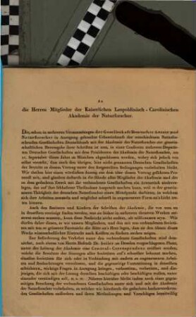 Rundschreiben an die Mitglieder der kaiserl. Leop. Carolin. Akademie der Naturforscher