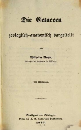 Die Cetaceen geologisch-anatomisch dargestellt : mit Abbildungen