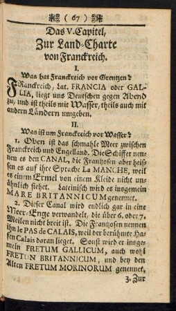 Das V. Capitel Zur Land-Charte von Franckreich
