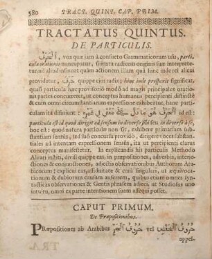 Tractatus Quintus. De Particulis.