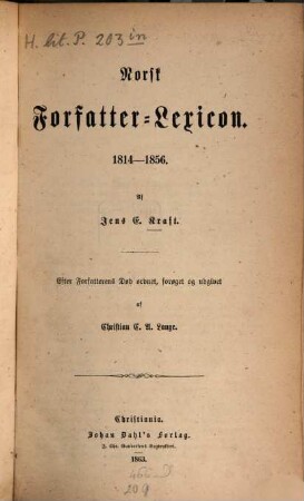 Norsk Forfatter-Lexicon : 1814 - 1856