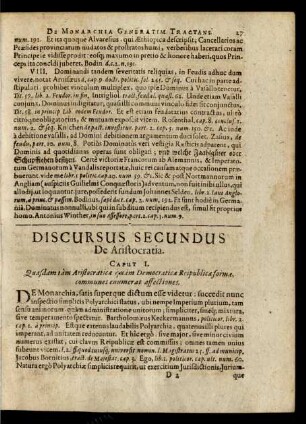 Discursus Secundus De Aristocratia.
