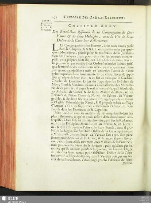 Chapitre XXXV. Des Benedictins Réformés de la Congregation de saint Vanne & de saint Hidulphe, avec la Vie de Dom Didier de la Cour leur Réformateur
