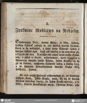 II. Zyrkwine Modlitwy na Nedżelje
