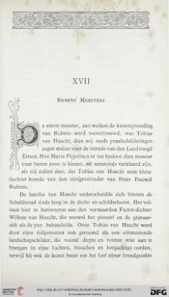XVII. Rubensʼ meesters