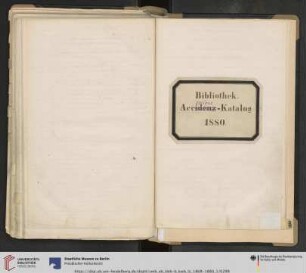 Bibliothek. Accessions-Katalog 1880