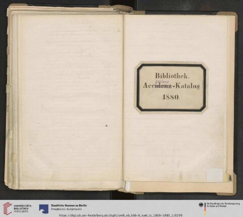 Bibliothek. Accessions-Katalog 1880