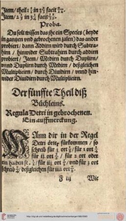 V. Theil: Regula Detri in gebrochenen
