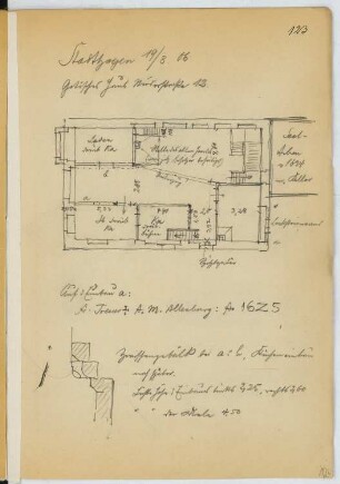 Gotisches Haus, Stadthagen: Grundriss, Detail (aus: Skizzen- und Fotoalbum 22)