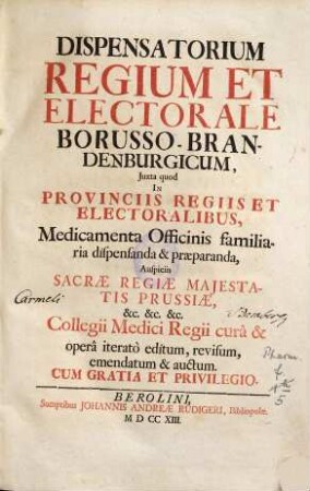 Dispensatorium regium et electorale Borusso-Brandenburgicum
