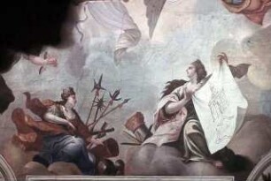 Fama, umgeben von Allegorien der Wissenschaften