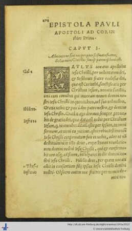 Epistola Pauli Apostoli ad Corinthios Prima.