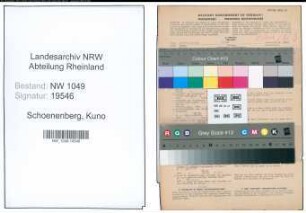 Entnazifizierung Kuno Schoenenberg , geb. 22.09.1901 (Beamter)