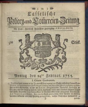 9tes Stueck, Montag den 24ten Februar 1755