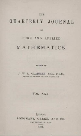 30: The quarterly journal of pure and applied mathematics