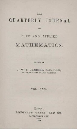 30: The quarterly journal of pure and applied mathematics