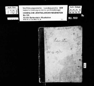 Joseph Haydn: Six Quatuors / Pour deux Violons, / Alto et Basso / composés par / Joseph Haydn / [Stimmbez.]; Ms.ca. 1790; komponiert 1778-1781.