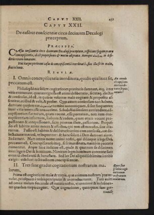 Capvt XXII. De casibus conscientiae decimum Decalogi praeceptum.