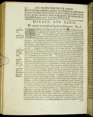 Digest. Lib. XXXIII. De Annuis & menstruis legatis & fideicomm.