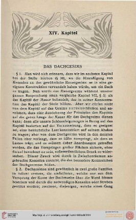 XIV. Das Dachgesims