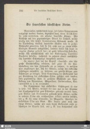 XV. Die feuerfesten künstlichen Steine