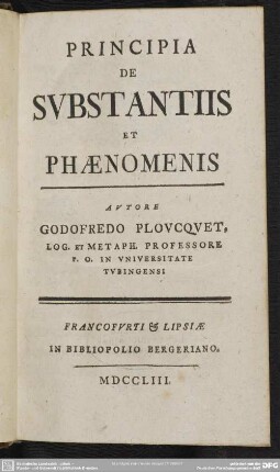 Principia De Substantiis Et Phaenomenis