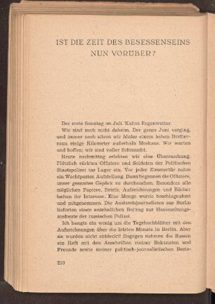 Ist die Zeit des Besessenseins nun vorüber?