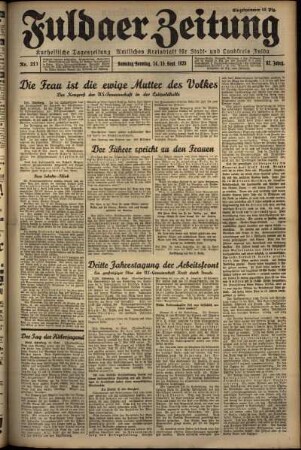 Erste Ausgabe vom Samstag, den 14. September 1935.