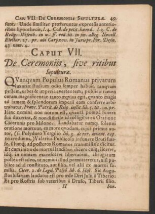 Caput VII. De Ceremoniis, sive ritibus Sepulturae.