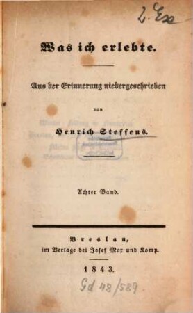 Was ich erlebte : aus der Erinnerung niedergeschrieben, 8