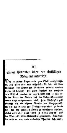 Einige Gedanken über den christlichen Religionsunterricht