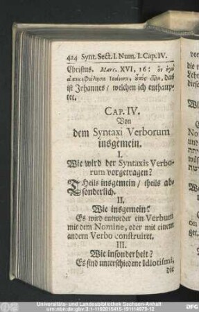 Cap. IV. Von dem Syntaxi Verborum insgemein.