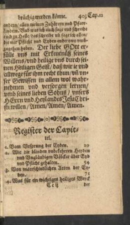Register der Capittel.