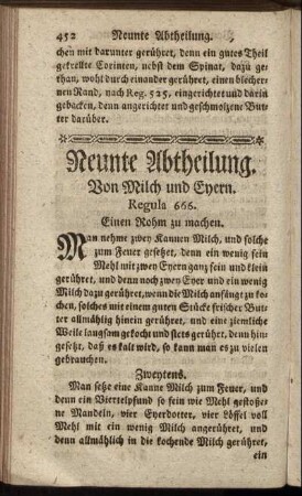 Neunte Abtheilung. Von Milch und Eyern.
