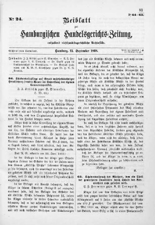 Beiblatt zur hamburgischen Handelsgerichts-Zeitung No. 24. Hamburg, 12. September 1868.