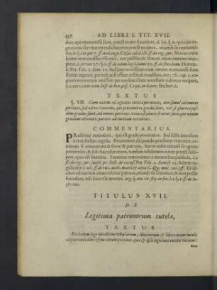 Titulus XVII. De legitima patronorum tutela.