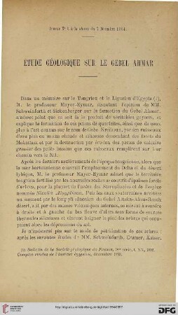 3.Ser. 5.1894: Étude géologique sur le Gebel Ahmar