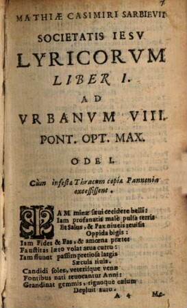Matth. Casim. Sarbievii Lyricorum libri IV