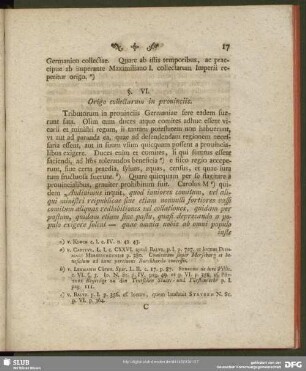 §. VI. Origo collectarum in provinciis