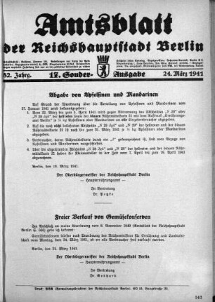 17. Sonderausgabe, 24. März 1941